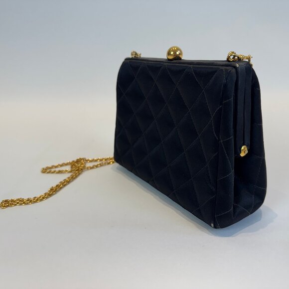 Vintage Chanel Black Quilted Frame Evening Bag - Picture 12 of 16
